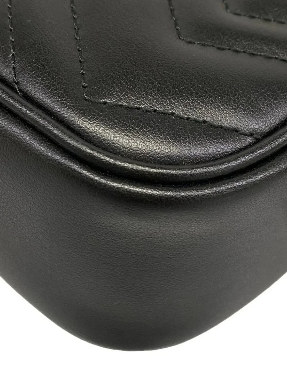 GUCCI GG Marmont Quilting Mini Bag 448065 Black Leather Shoulder Bag